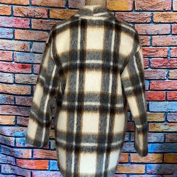 Beautiful la petite François Wool Blend Checkered Plaid Coat Size 38 Paris - Picture 7 of 16